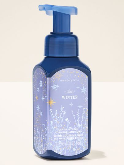 Săpun spumă Winter Bath & Body Works cu motiv de stele, flori și peisaj de iarnă
