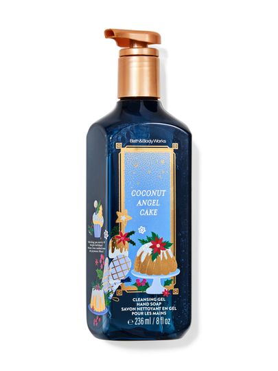 Săpun lichid pentru mâini Coconut Angel Cake Bath & Body Works cu motiv de prăjituri festive, stea și poinsettia
