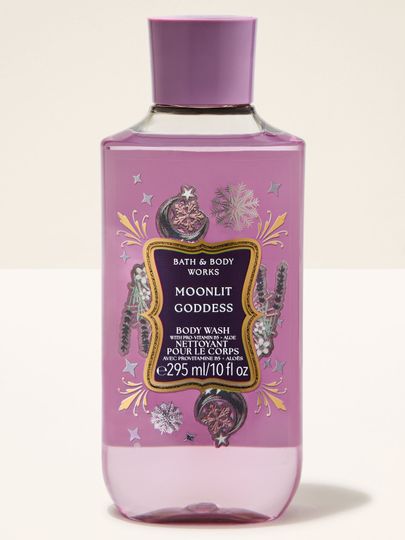 Gel de duș Moonlit Goddess Bath & Body Works cu motiv de lună, stele și fulgi de zăpadă
