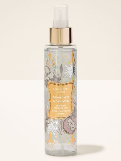 Mist parfumat pentru corp Snowflakes & Cashmere Bath & Body Works cu particule strălucitoare