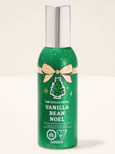 Spray parfumat pentru cameră Vanilla Bean Noel Bath & Body Works cu motiv de brad și fundă