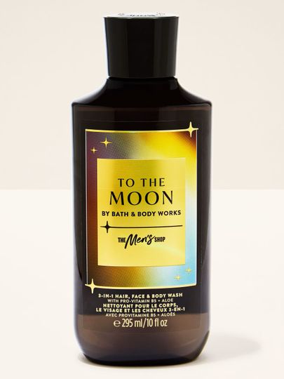 Tmavý gel na tělo, obličej i vlasy "To the Moon" s holografickým štítkem. Bath & Body Works.