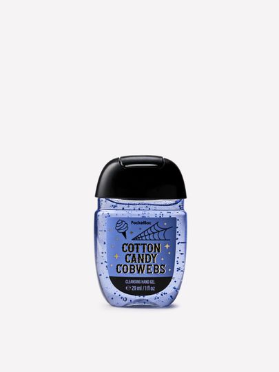 Gel antibacterian pentru mâini PocketBac Cotton Candy Cobwebs cu particule albastre