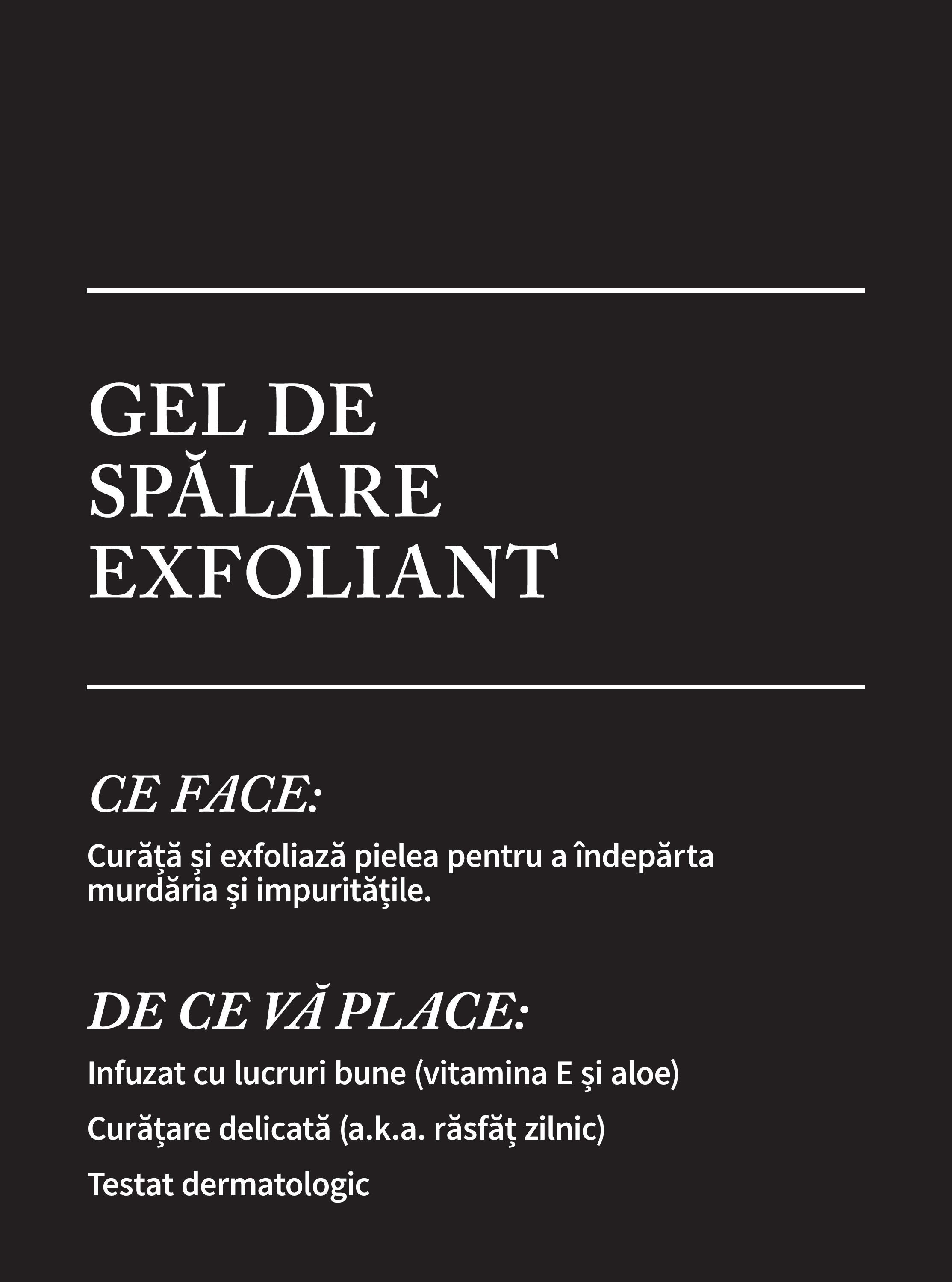 Gel exfoliant pentru față Bath & Body Works cu aloe și vitamina E, în tub negru‑albastru.