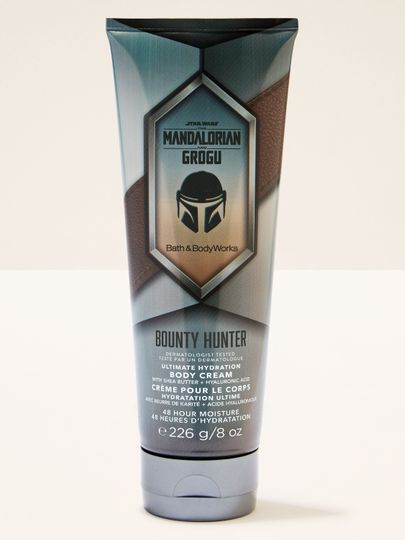 Cremă de corp Bounty Hunter Mandalorian & Grogu într‑un tub argintiu