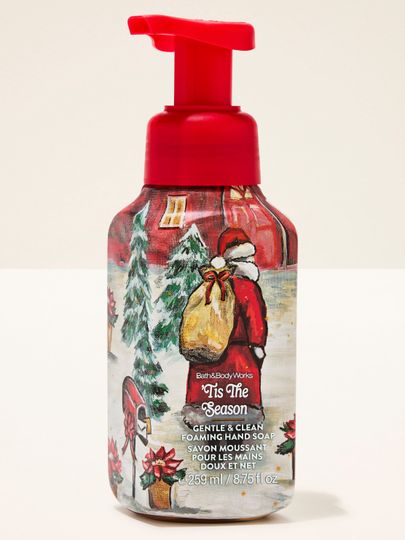 Săpun spumă ’Tis the Season Bath & Body Works cu motiv de Moș Crăciun și brazi acoperiți de zăpadă