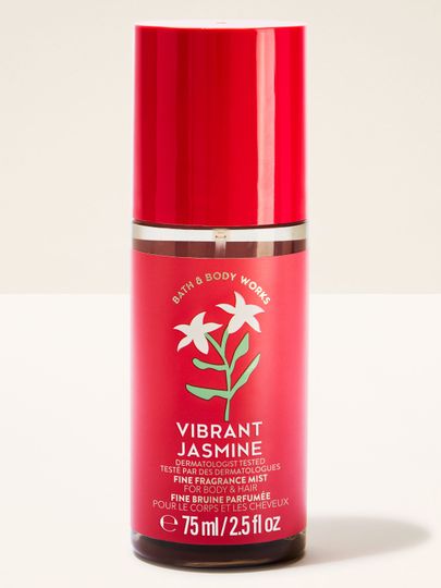 Ceață parfumată pentru corp și păr Vibrant Jasmine într‑o sticlă roșie