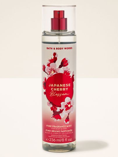 Japanese Cherry Blossom – spray parfumat Bath & Body Works în sticlă cu flori roșii din colecția