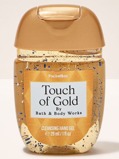 PocketBac Touch of Gold Bath & Body Works – gel antibacterian auriu cu sclipici din colecția Touch of Gold.