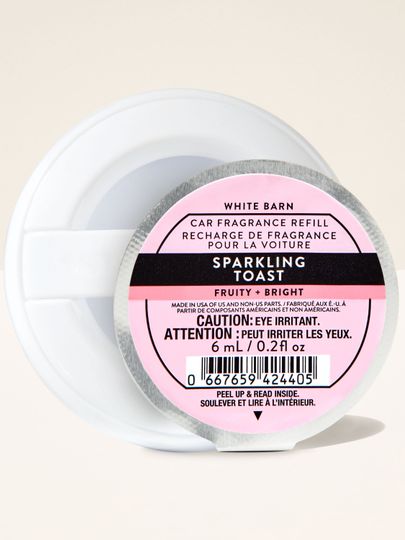 Reîncărcare auto Sparkling Toast Bath & Body Works în ambalaj rotund cu etichetă roz