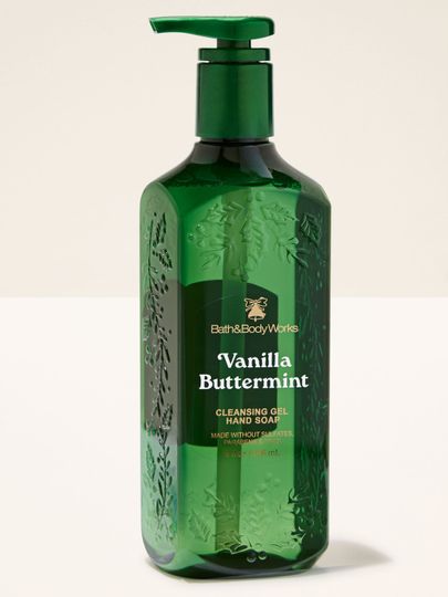 Săpun lichid pentru mâini Vanilla Buttermint Bath & Body Works cu motiv reliefat de ilice și crenguțe
