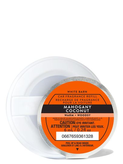 Refil de parfum auto Mahogany Coconut Bath & Body Works în ambalaj rotund