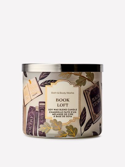 Lumânare parfumată Bath & Body Works Book Loft din amestec de ceară de soia, 3 fitiluri