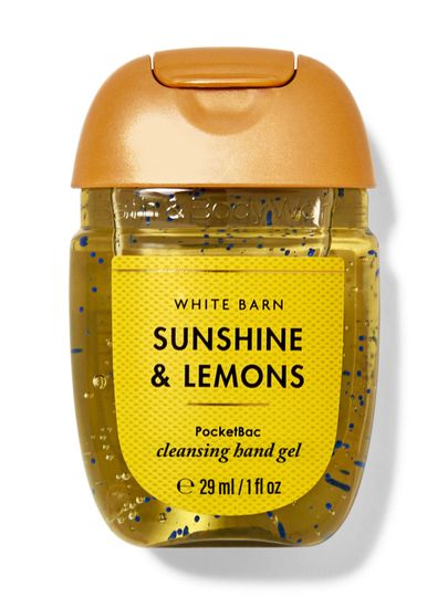 Gel de mâini pentru curățare PocketBac Sunshine & Lemons White Barn cu particule albastre