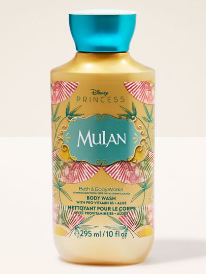 Gel de duș Mulan într-un recipient decorativ, inspirat de elementele colecției Disney Princess.