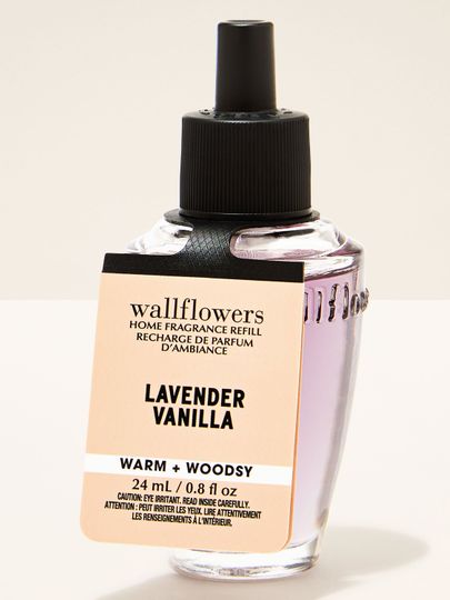 Reumplere Wallflowers Lavender Vanilla, aromă caldă și liniștitoare, sticluță mov 24 ml.