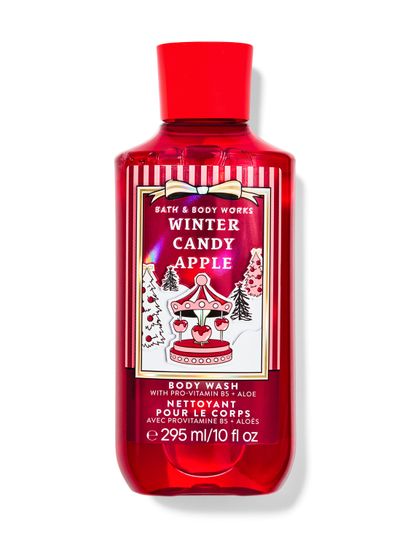Gel de curățare pentru corp Bath & Body Works Winter Candy Apple în flacon roșu