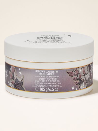 Unt de corp Snowflakes & Cashmere Bath & Body Works cu motiv de fulgi de zăpadă