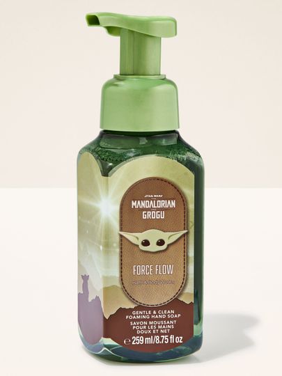 Săpun spumă pentru mâini Force Flow Mandalorian & Grogu într‑o sticlă verde cu pompă