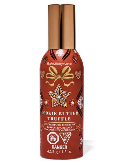Spray parfumat pentru cameră Cookie Butter Truffle Bath & Body Works cu motiv de turtă dulce și fundă