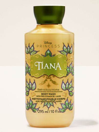Gel de duș Tiana într-un recipient decorativ, inspirat de elementele colecției Disney Princess.