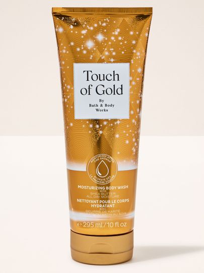 Touch of Gold – gel de duș Bath & Body Works în tub auriu cu model strălucitor din colecția Touch of Gold