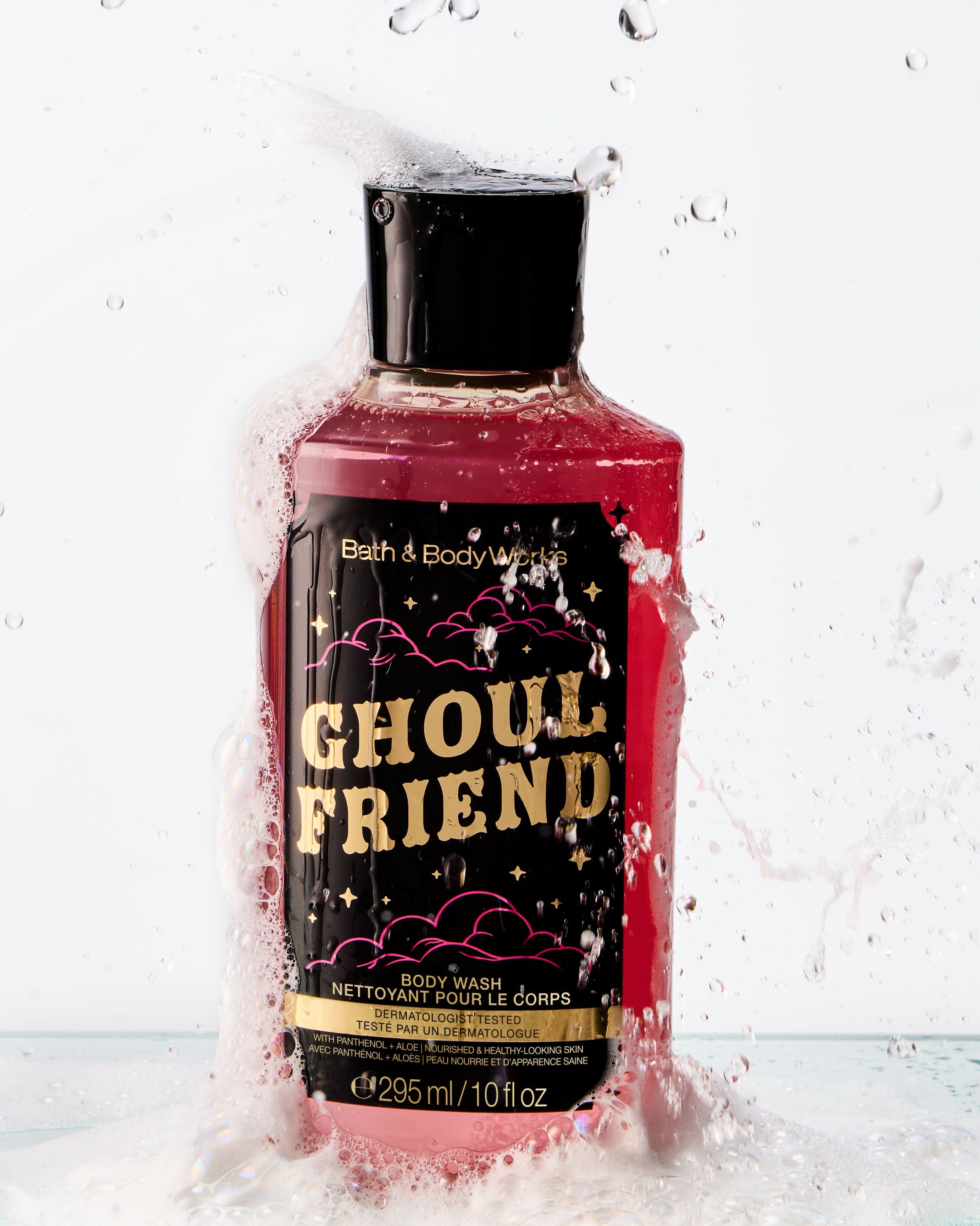 Gel de duș Bath & Body Works Ghoul Friend într-o sticlă roz de 295 ml