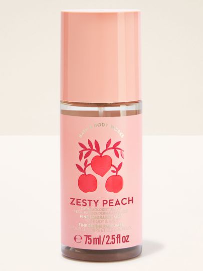 Ceață parfumată pentru corp și păr Zesty Peach într‑o sticlă roz