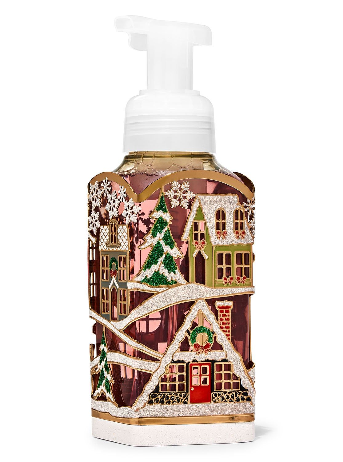 Vánoční pouzdro na mýdlo na ruce s motivem zimní vesničky, Bath & Body Works.