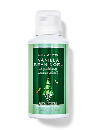 Tvarovatelné pěnivé mýdlo na ruce „Vanilla Bean Noel“ s motivem vánočního stromku. Bath & Body Works.