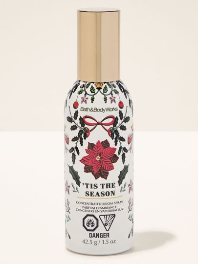 Spray parfumat pentru cameră ’Tis the Season Bath & Body Works cu motiv de ilice și poinsettia