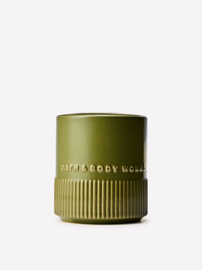 Recipient ceramic pentru bețișoare parfumate Bath & Body Works cu suprafață canelată