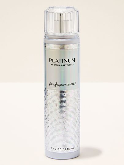 Bath & Body Works Platinum – spray parfumat în flacon holografic argintiu.