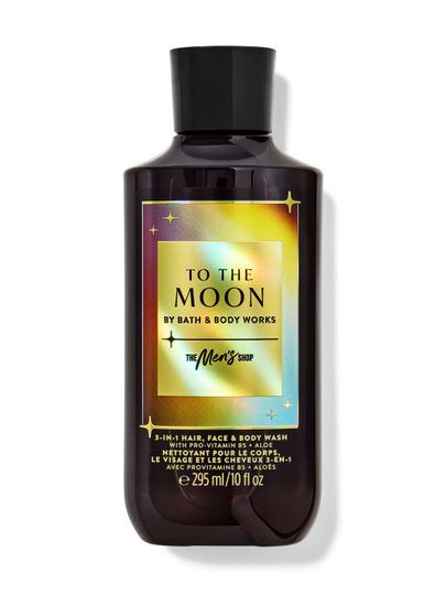 Tmavý gel na tělo, obličej i vlasy "To the Moon" s holografickým štítkem. Bath & Body Works.