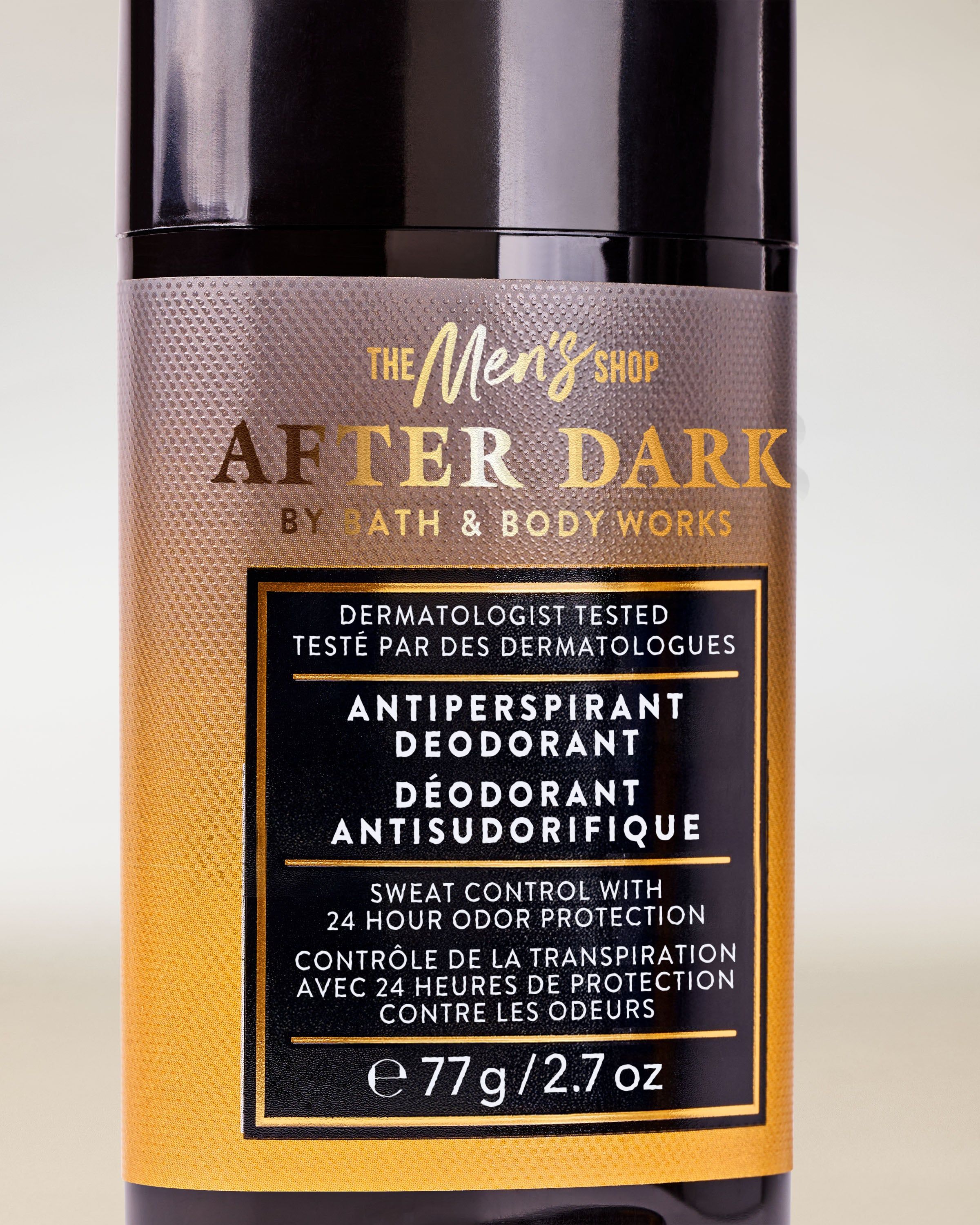 After Dark Men’s Shop Bath & Body Works – antiperspirant în ambalaj negru‑auriu cu protecție 24h.