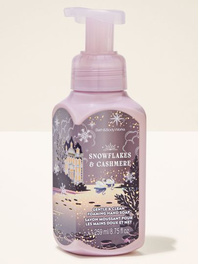 Săpun spumă Snowflakes & Cashmere Bath & Body Works cu motiv de palat, lebede și fulgi de zăpadă