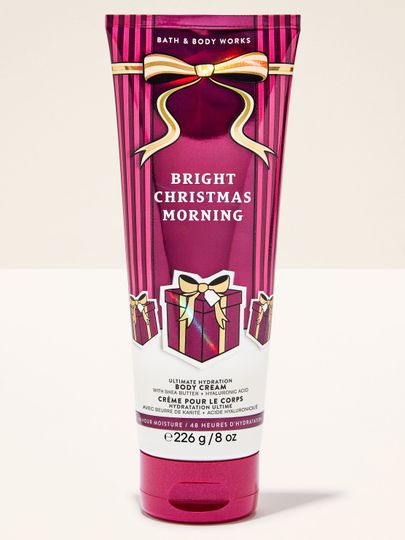 Cremă de corp Bright Christmas Morning Bath & Body Works cu motiv de cadouri și fundă