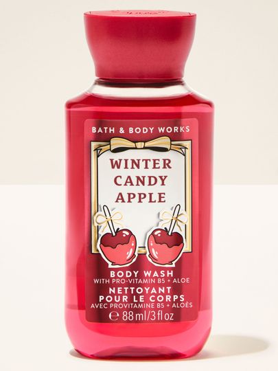 Gel de curățare pentru corp Bath & Body Works Winter Candy Apple în flacon roșu de călătorie