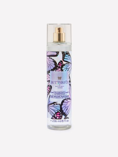 Mist parfumat pentru corp Butterfly Bath & Body Works, 236 ml, ambalaj cu model de fluturi