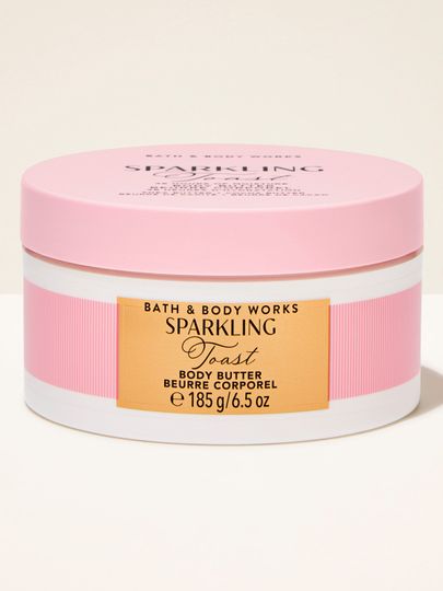 Unt de corp Sparkling Toast Bath & Body Works în recipient roz cu etichetă aurie