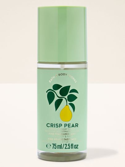 Ceață parfumată pentru corp și păr Crisp Pear într‑o sticlă verde