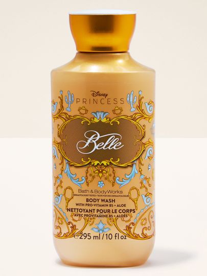 Gelul de duș Belle în recipient decorativ, inspirat de estetica de basm a colecției Disney Princess.