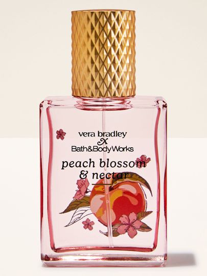 Bath & Body Works Peach Blossom & Nectar – parfum într-un flacon elegant roz cu capac auriu.