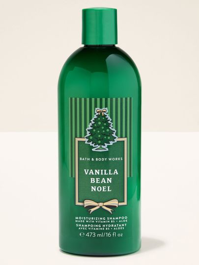 Șampon Vanilla Bean Noel Bath & Body Works cu motiv de brad și etichetă verde