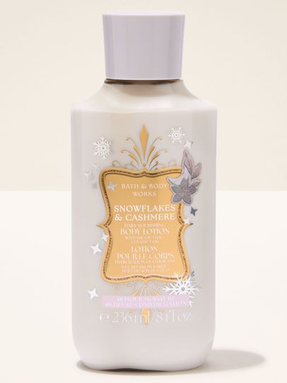 Loțiune de corp Snowflakes & Cashmere Bath & Body Works cu motiv de fulgi de zăpadă