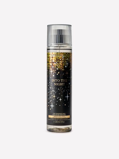 Mist parfumat pentru corp Into the Night Bath & Body Works în flacon negru cu motiv auriu de stele