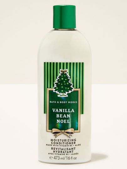 Balsam pentru păr Vanilla Bean Noel Bath & Body Works cu motiv de brad și fundă aurie