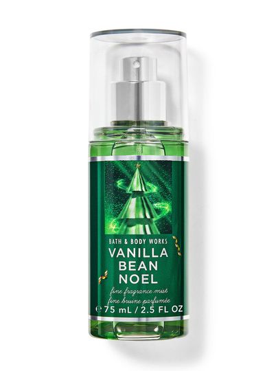 Vonná mlha Vanilla Bean Noel, v cestovní verzi, v lahvi s vánočním stromečkem. Bath&Body Works.