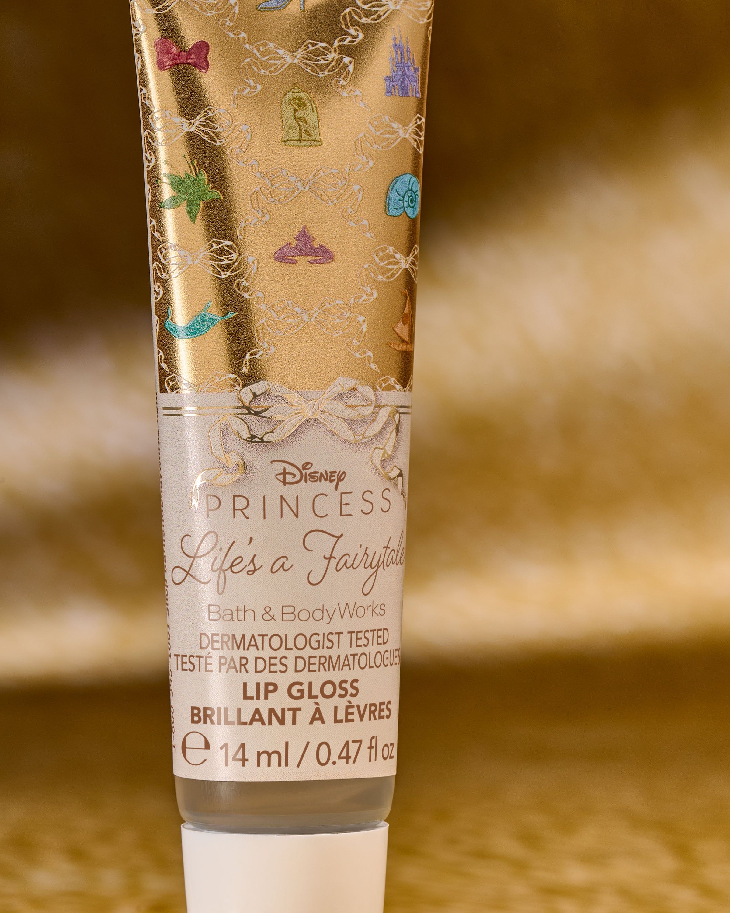 Gloss Life’s a Fairytale Disney Princess – ambalaj auriu și strălucire de poveste Bath & Body Works.