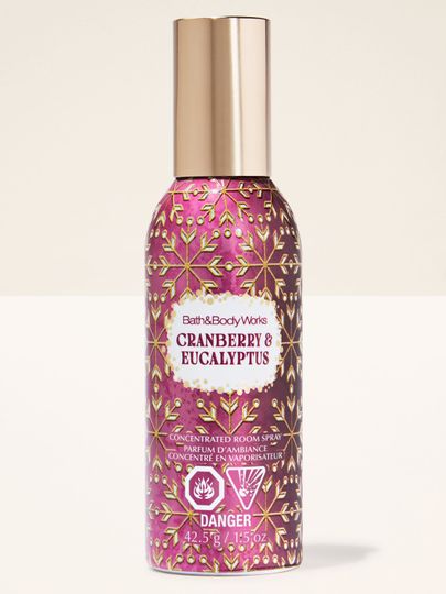 Spray parfumat pentru cameră Cranberry & Eucalyptus Bath & Body Works cu motiv de fulgi de zăpadă